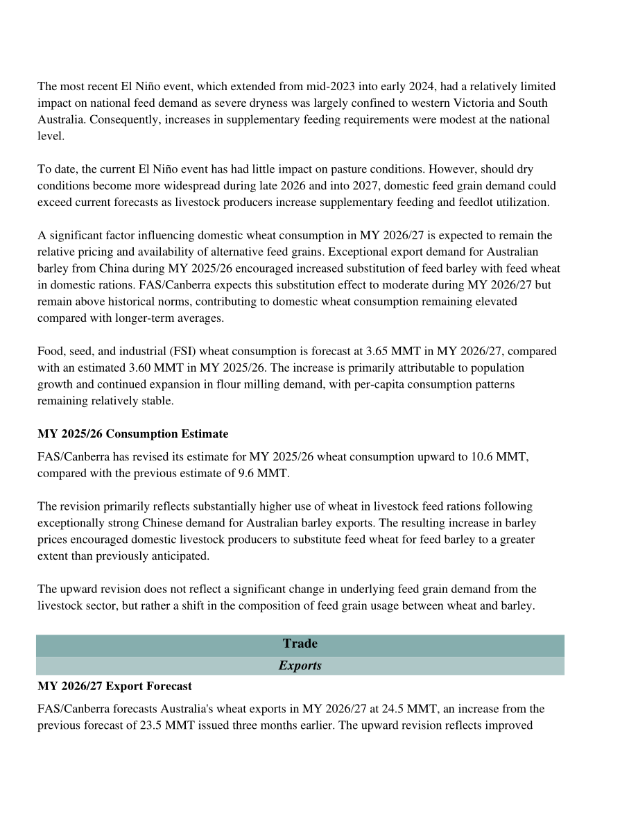 美国农业部（USDA）：2026澳大利亚谷物与饲料市场更新报告（英文版）（32页）.pdf_第9页