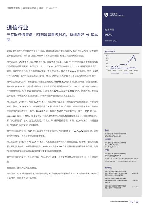 通信行业光互联行情复盘：回调皆是重视时机持续看好AI基本面-260727（16页）.pdf