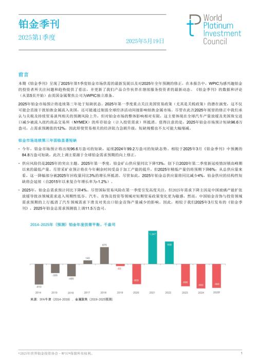 世界铂金投资协会：《铂金季刊》2025年第1季度（28页）.pdf