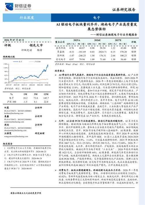 湘股电子行业专题报告：AI驱动电子板块量利齐升湖南电子产业高质量发展态势强劲-260703（53页）.pdf