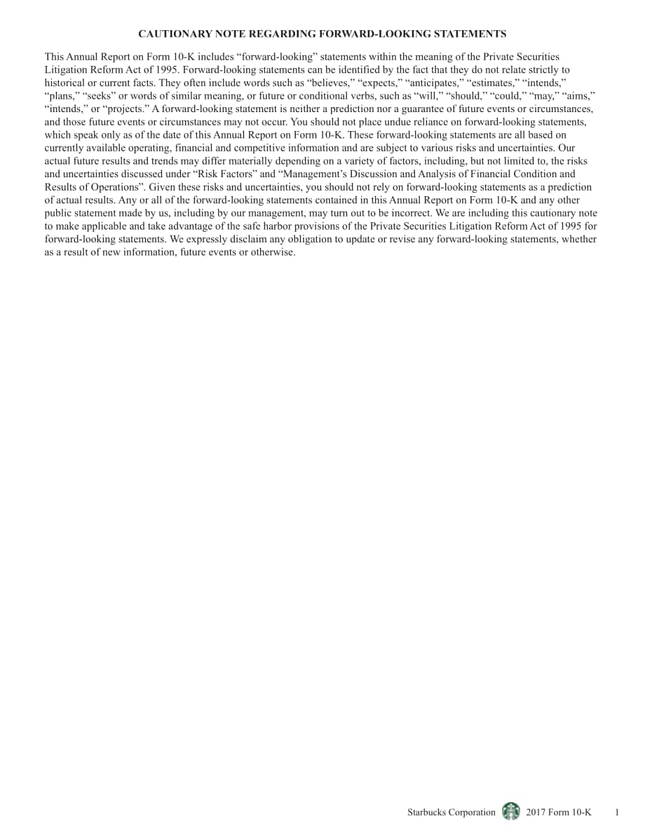 星巴克Starbucks Corp. (SBUX) 2017财年年度报告（英文版）（104页）.pdf_第5页