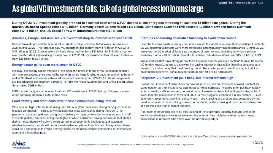 毕马威（KPMG）：风投脉搏-2022年第三季度全球风投趋势分析报告（英文版）（94页）.pdf_第5页
