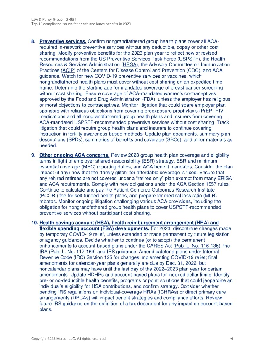 美世咨询（Mercer）：2023年健康和休假福利的十大合规要点（英文版）（70页）.pdf_第8页