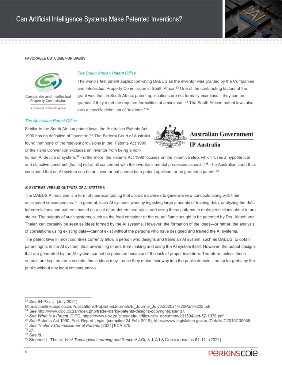 Perkins Coie：人工智能系统可以做出专利发明吗？（2022）（英文版）（6页）.pdf_第5页