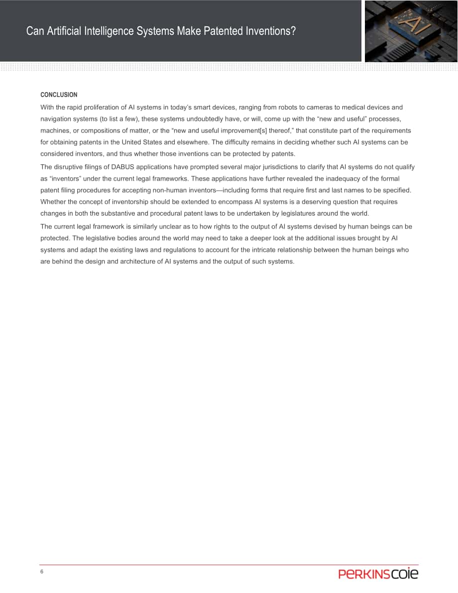 Perkins Coie：人工智能系统可以做出专利发明吗？（2022）（英文版）（6页）.pdf_第6页