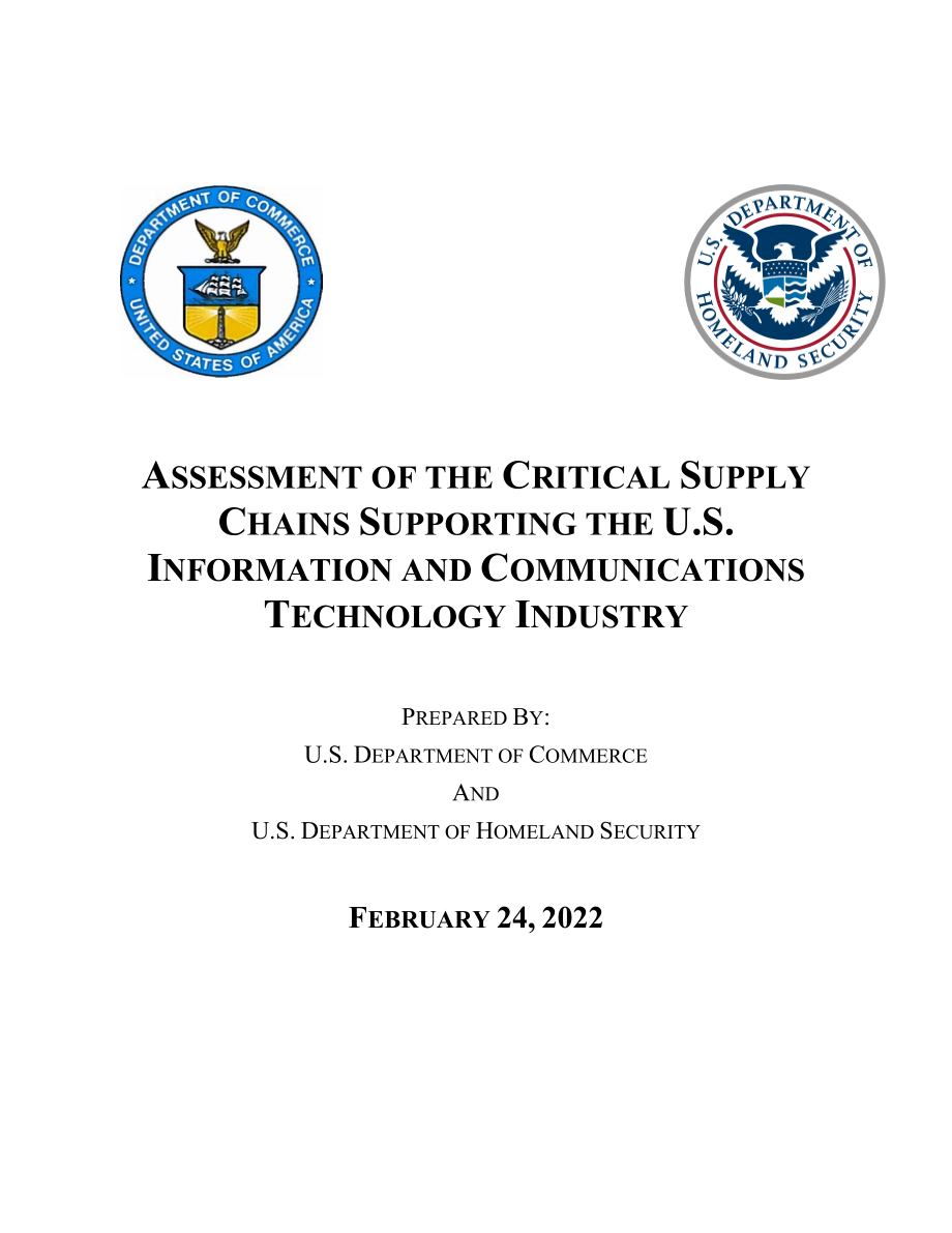 DOC&DHS：美国ICT产业关键供应链评估报告（英文版）（87页）.pdf_第1页