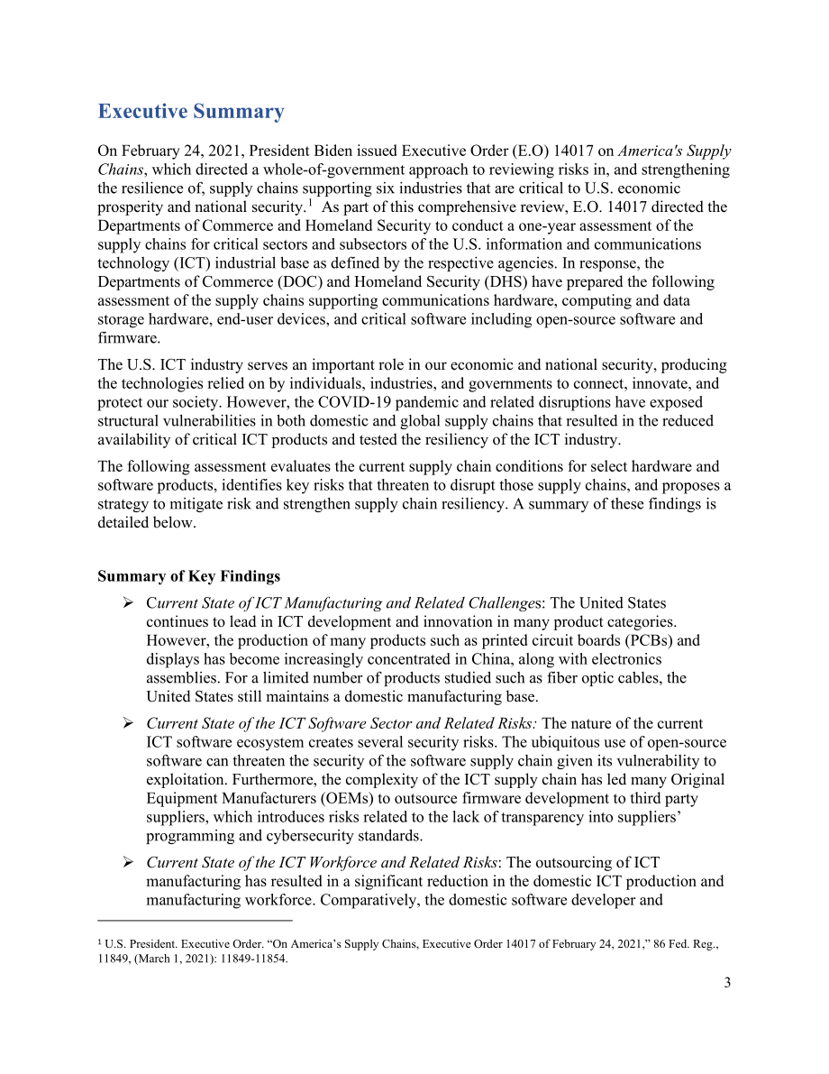 DOC&DHS：美国ICT产业关键供应链评估报告（英文版）（87页）.pdf_第3页