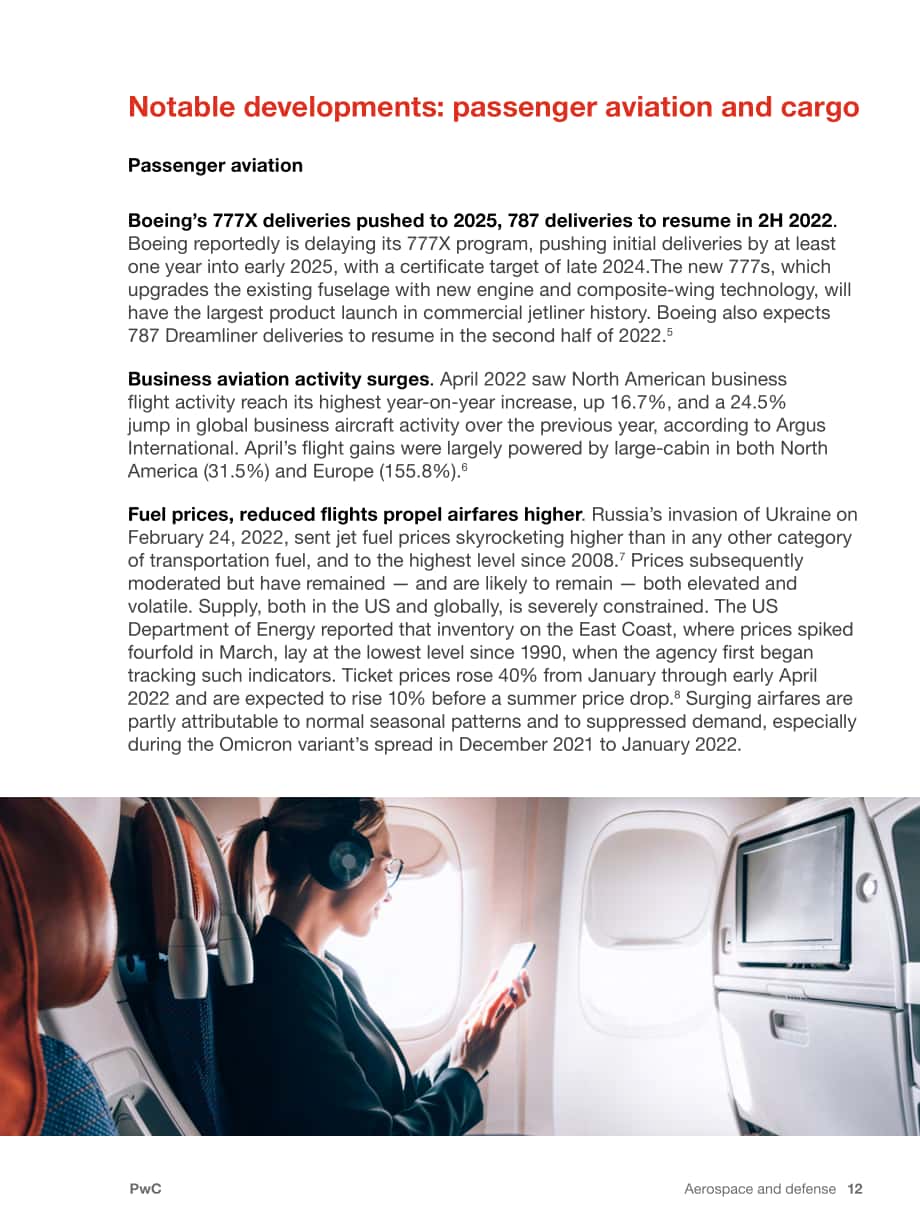 普华永道（PwC）：2022年全球航空和国防行业年度表现和展望报告（英文版）（31页）.pdf_第12页