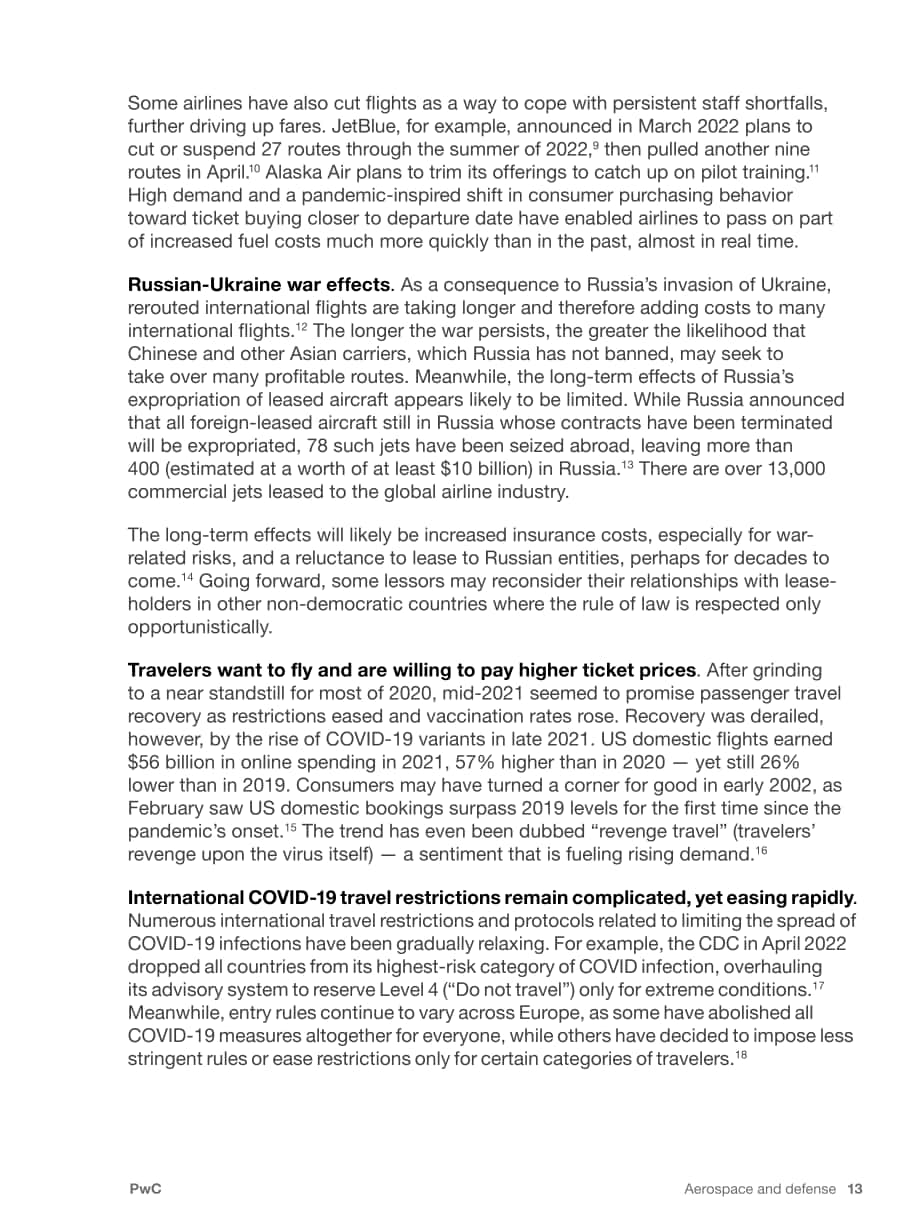普华永道（PwC）：2022年全球航空和国防行业年度表现和展望报告（英文版）（31页）.pdf_第13页