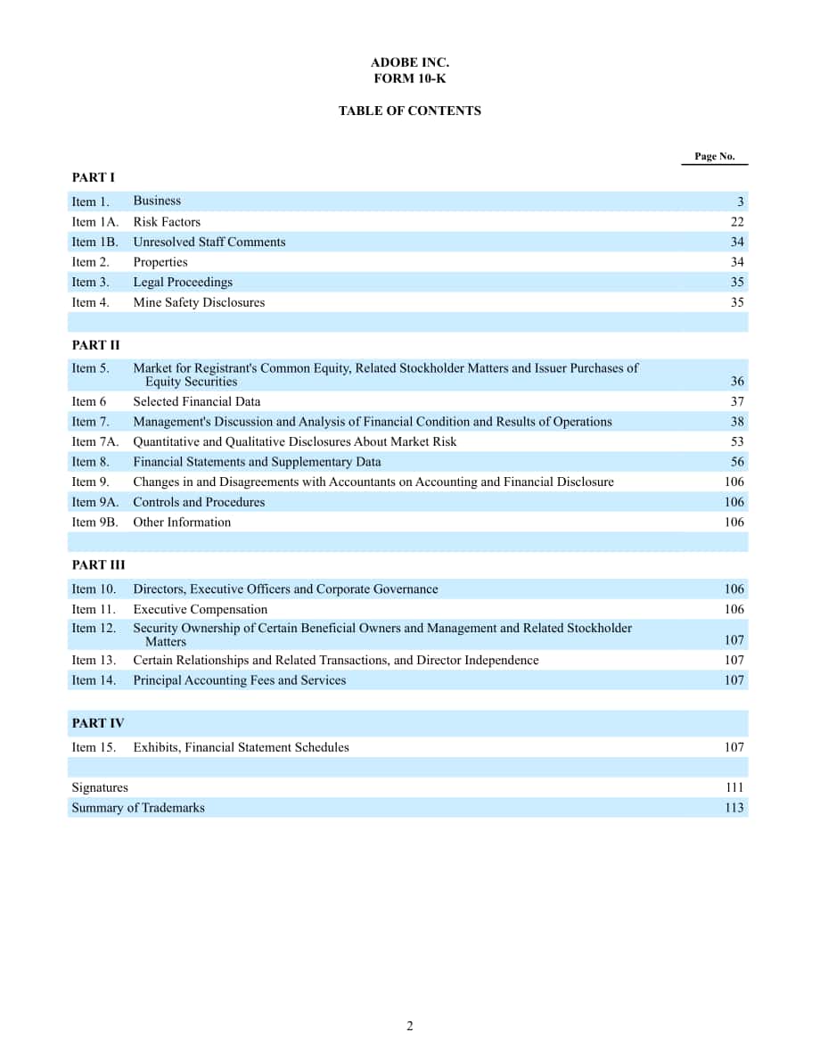 Adobe Inc.（ADBE） 2019财年年度报告「NASDAQ」（英文版）（113页）.pdf_第2页