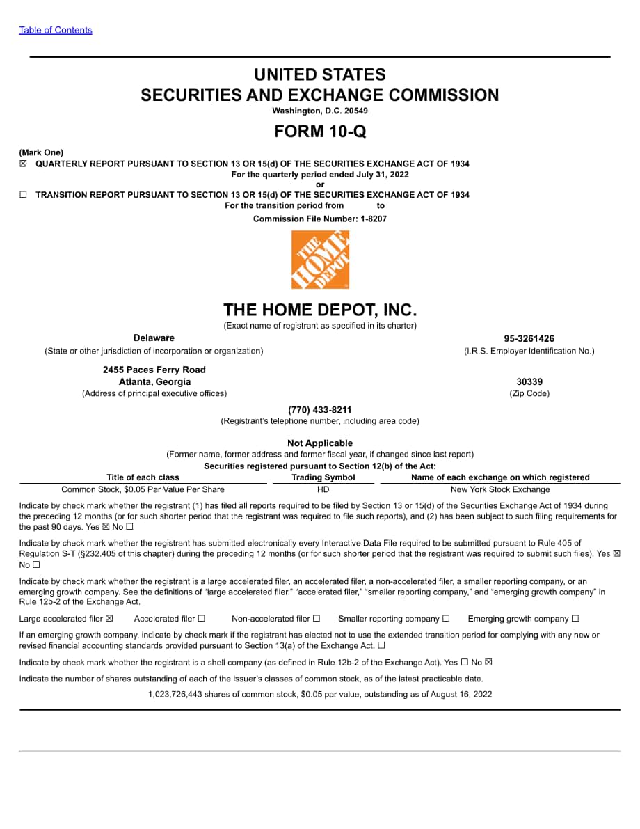 家得宝The Home Depot（HD）2023财年第二季度财报（英文版）（50页）.pdf_第1页